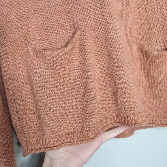 Madewell Alpaca Chelsea Pocket Pullover Knit Crop Box Sweater Peach Pink Size XS - Picture 6 of 10